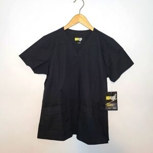 Wonder Flex Black Scrub Top Size S